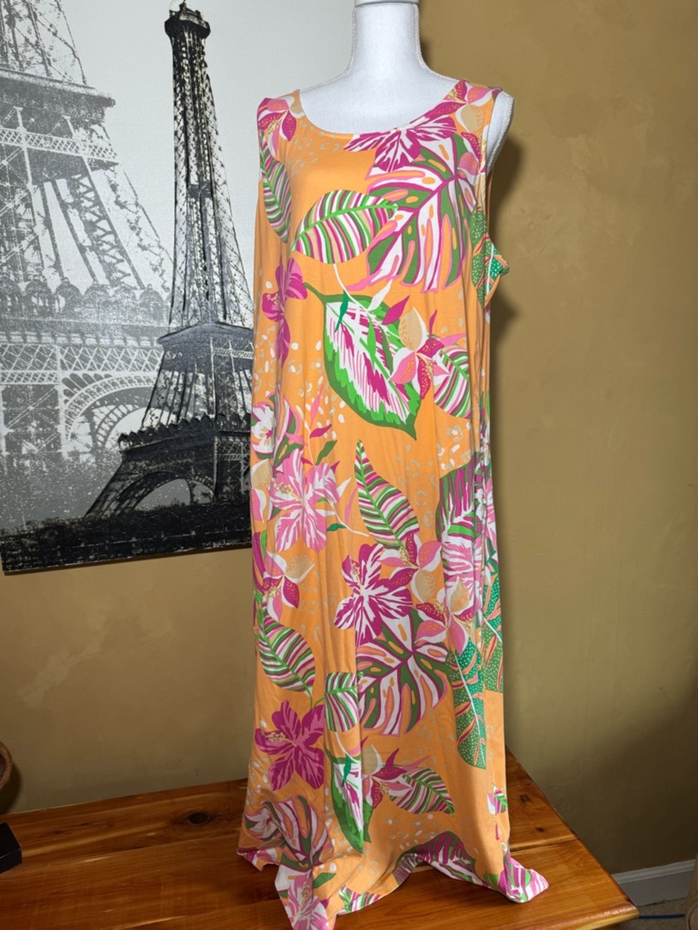 Belle Kim Gravel Orange Multi Floral Dress